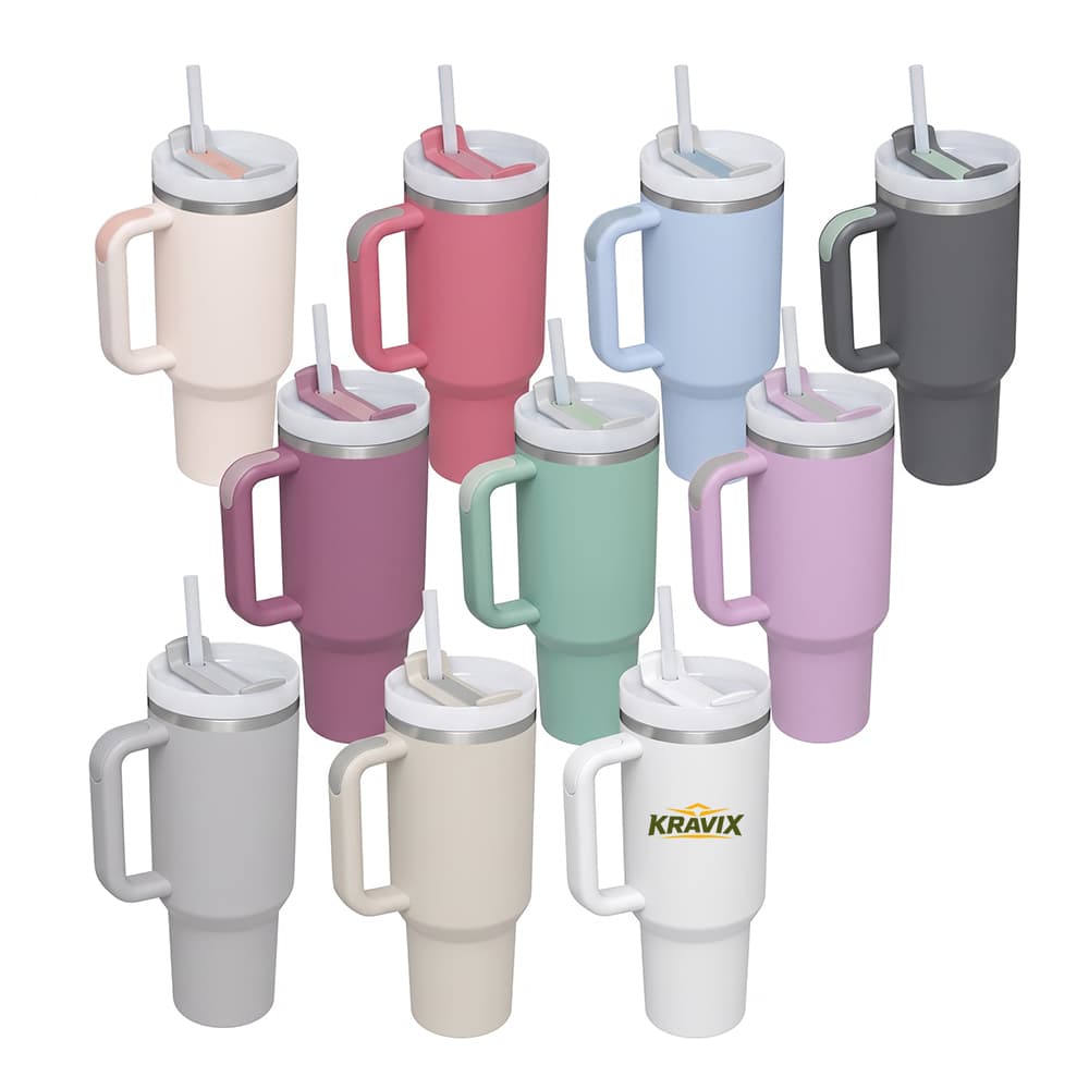 40 oz Insulated Stainless Steel Tumbler w/ Lid & Straw
