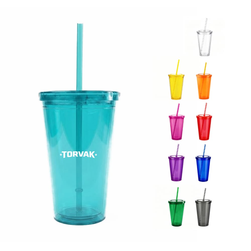 Double Wall Insulated Beverage Tumbler w/ Straw gallery 1