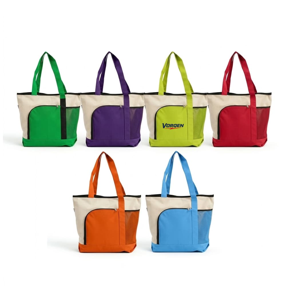 Zippered Shopper Canvas Tote Bag