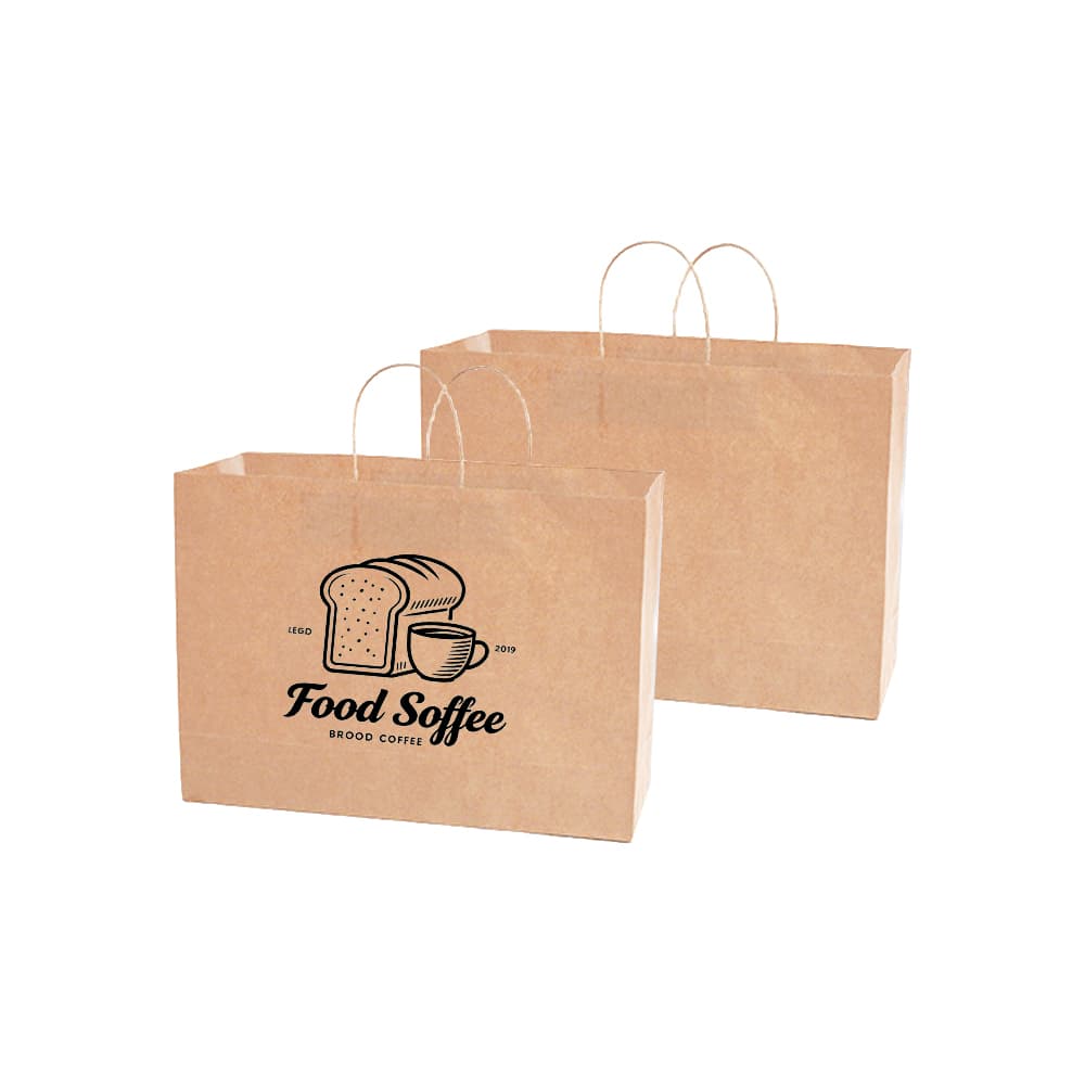 16" x 6" x 12" Natural Kraft Paper Shopping Bag with Handles - Custom Wholesale GENERAL | Alogo Solutions
