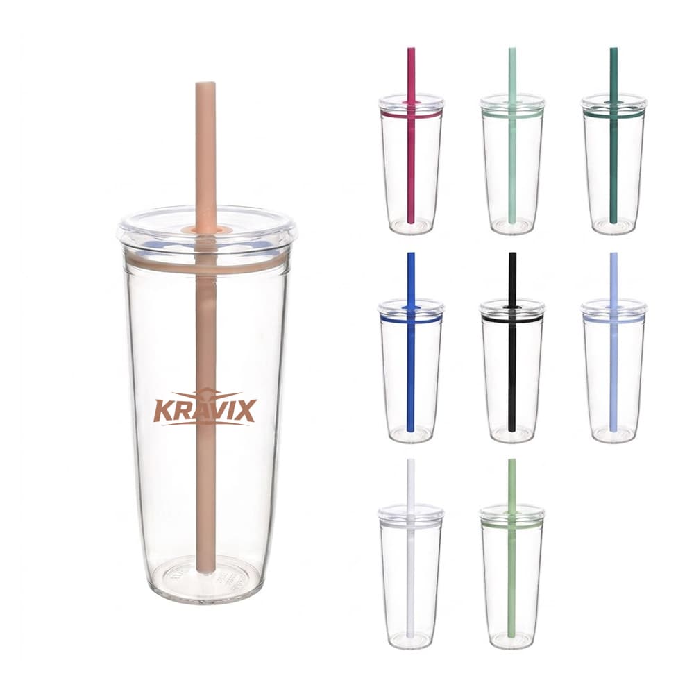 20oz Plastic Straw Tumbler w/ Lid - Custom Wholesale TUMBLERS | Alogo Solutions