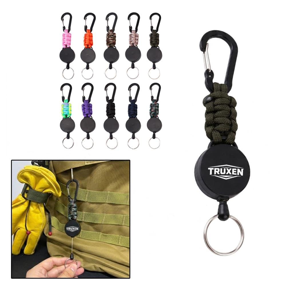 Extendable Carabiner Keychain w/ Woven Paracord - Custom Wholesale KEY CHAINS WITH CARABINER | Alogo Solutions
