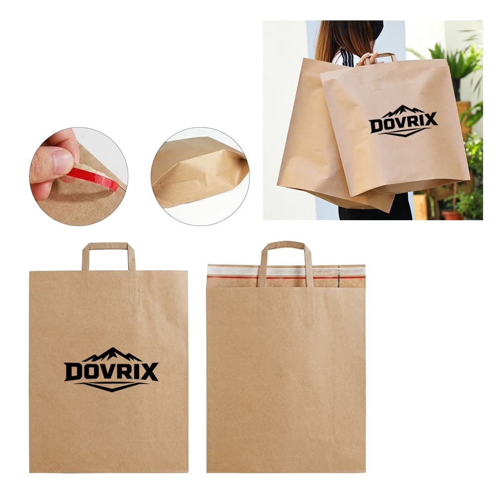 Kraft Paper Shopping Bag w/ Flat Handles - Custom Wholesale BAGS PAPER | Alogo Solutions