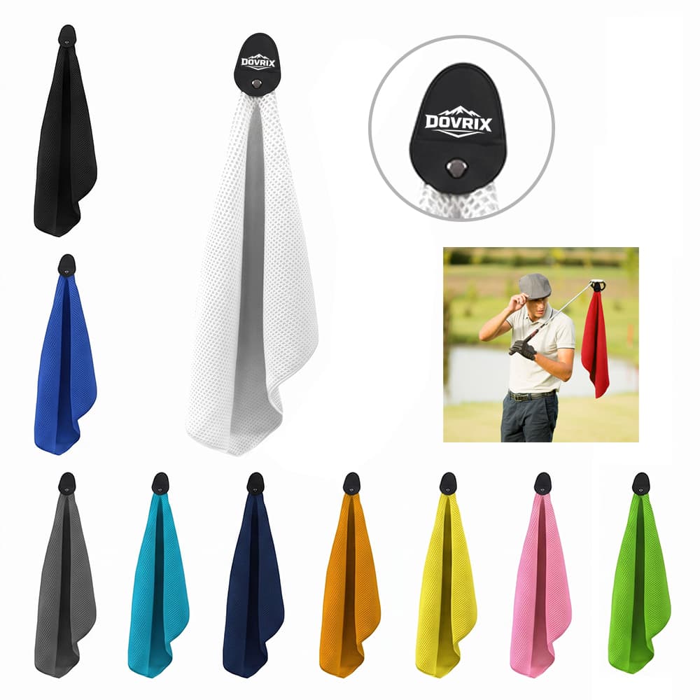 Waffle Weave Microfiber Golf Towel w/ Magnet - Custom Wholesale TOWELS SPORTS | Alogo Solutions
