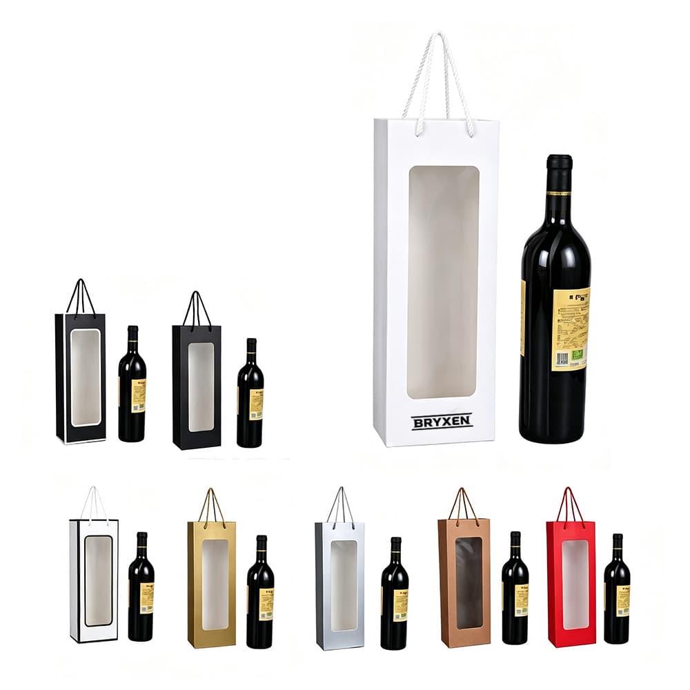 Paper Wine Bottle Tote Bag w/ Window - Custom Wholesale TOTE BAGS GENERAL | Alogo Solutions