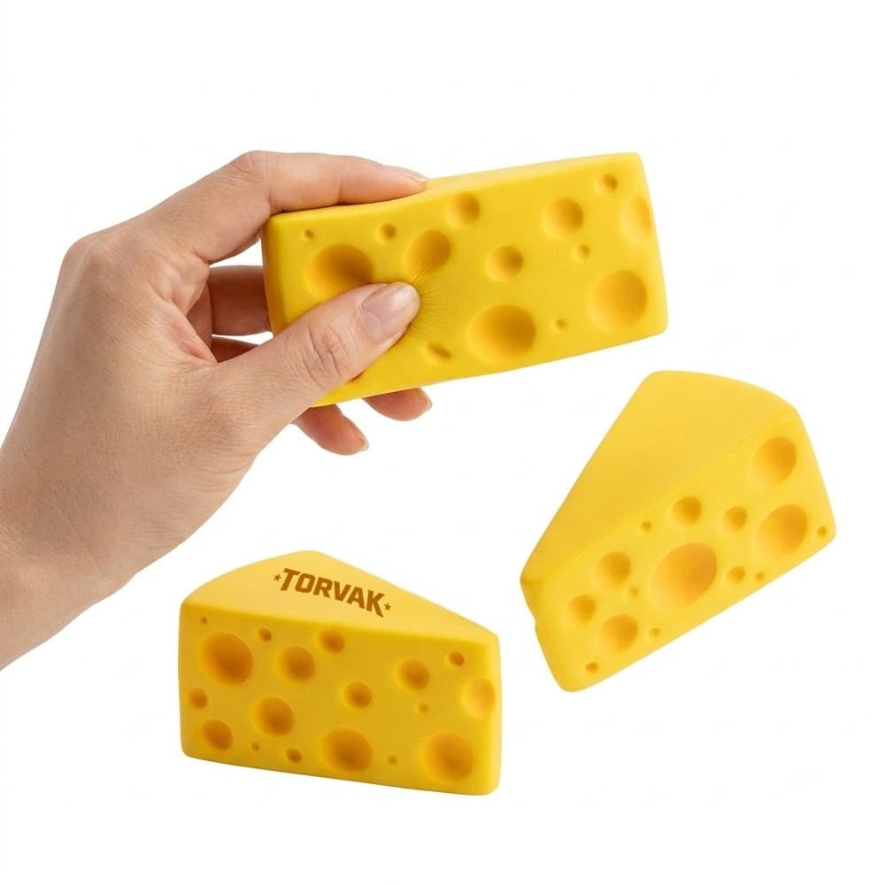 Squishy Cheese Slice Stress Reliever - Custom Wholesale STRESS BALLS | Alogo Solutions