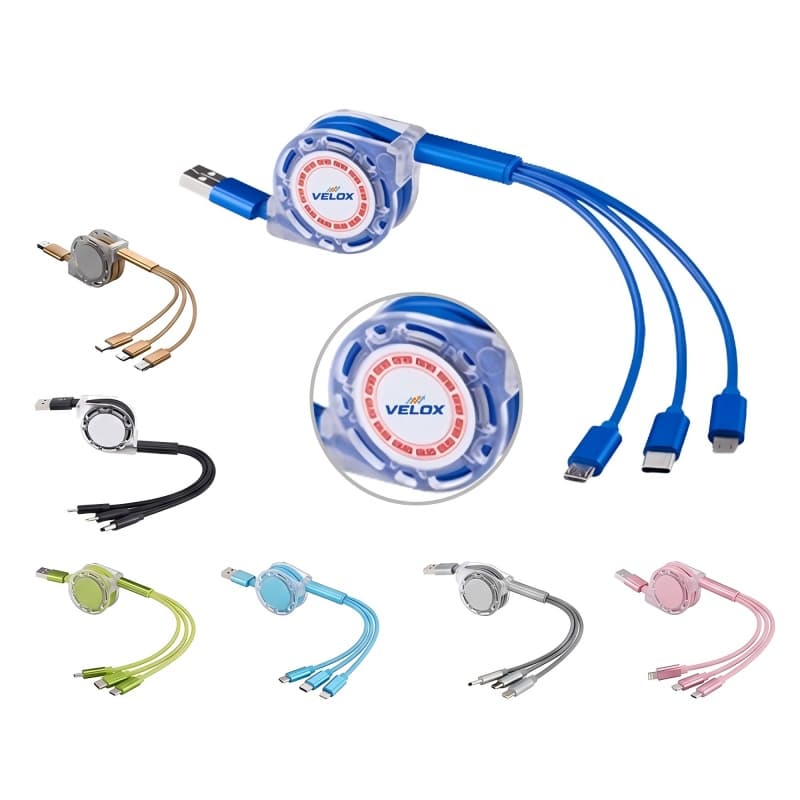 Retractable 3-in-1 Lanyard Charging Cable - Custom Wholesale COMPUTER ACCESSORIES | Alogo Solutions