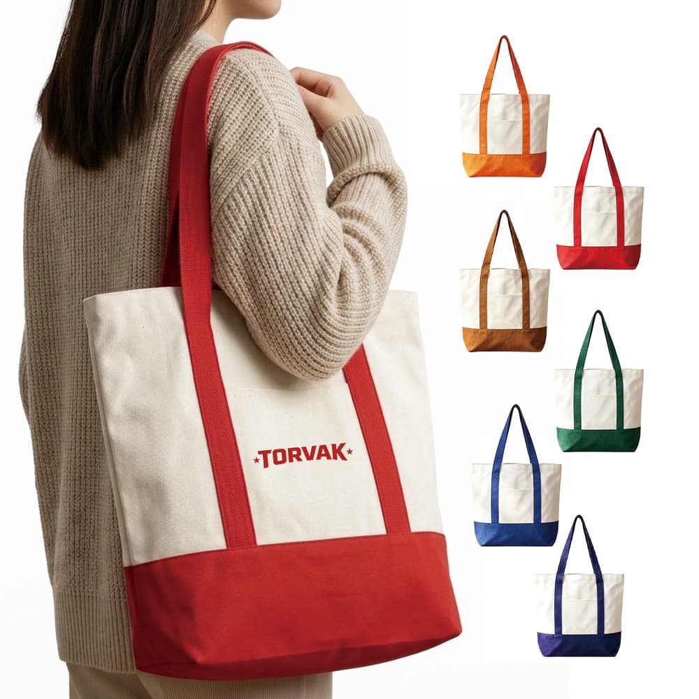 12 oz Compact Canvas Boat Tote w/ Pocket - Custom Wholesale TOTE BAGS CANVAS | Alogo Solutions