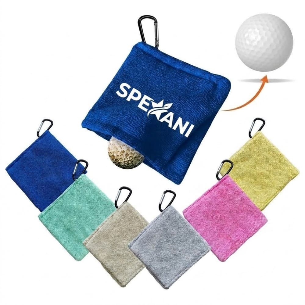 Absorbent Golf Towel w/ Carabiner - Custom Wholesale GOLF ACCESSORIES GENERAL | Alogo Solutions